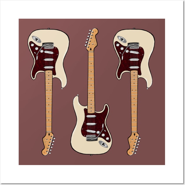 Triple Olympic Pearl Stratocaster Wall Art by saintchristopher